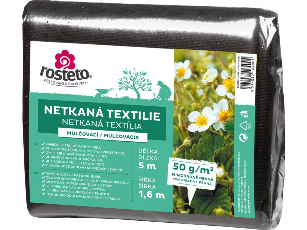 Neotex | Netkaná textilie Rosteto, 50 g, 5 x 1,6 m, černá