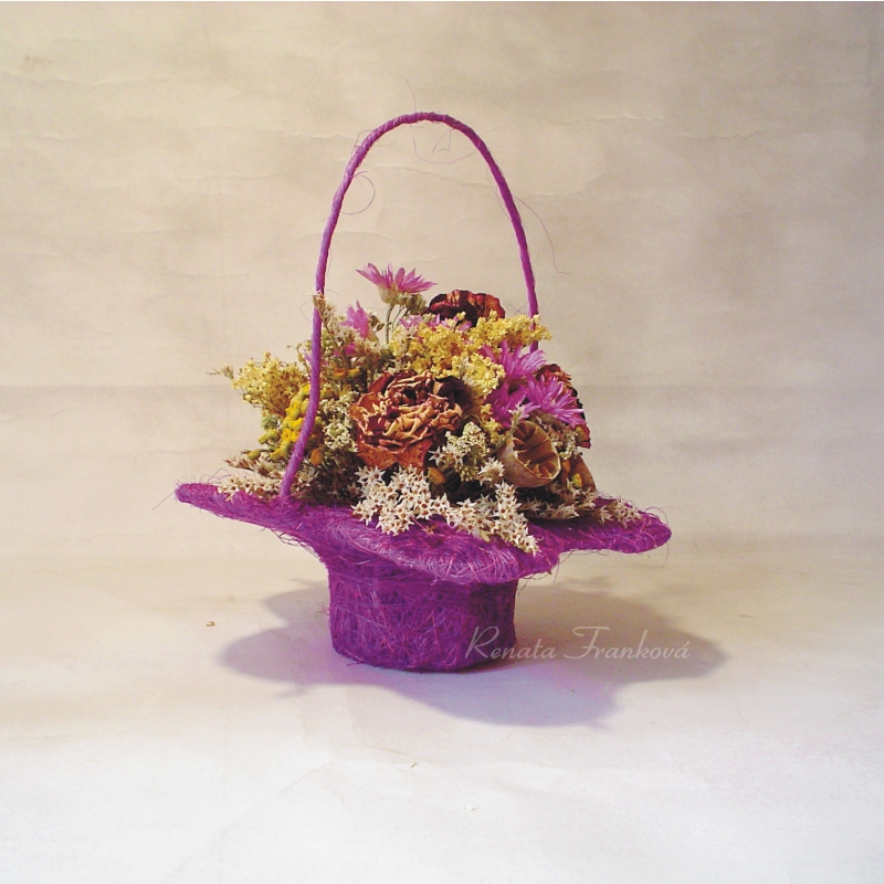 Květinová dekorace na stůl Fialový košík