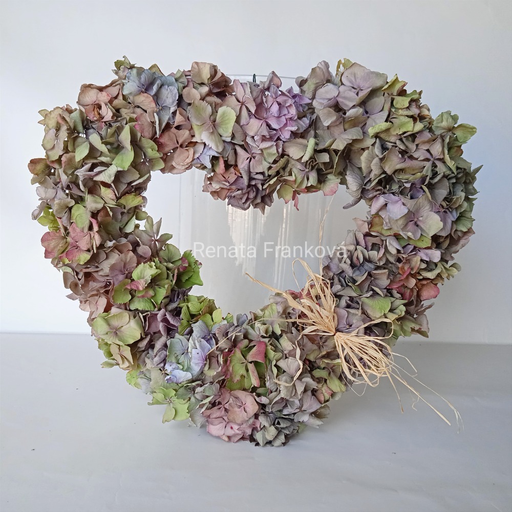 Srdce z přírodní hortenzie | Podzimní láska 35 cm