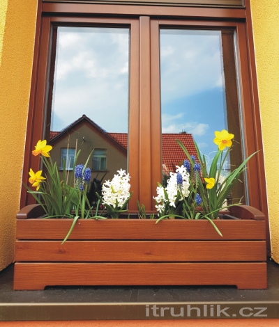 dřevěný truhlík na okno - odstín teak